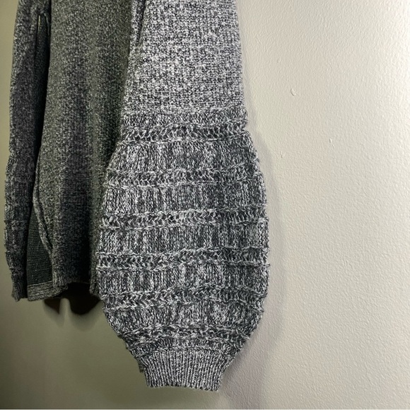 Knox Rose Embroidered Floral sweater Boho Knit Balloon Sleeve Gray red SMALL - Picture 6 of 10